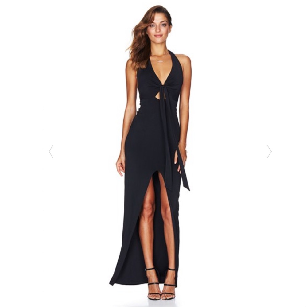 Nookie Selene Halter Maxi Dress Gown Black